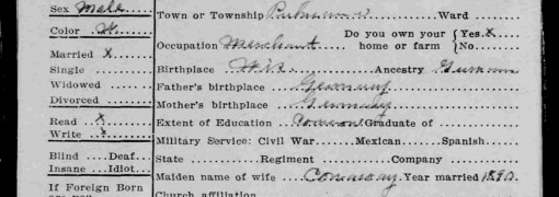 1915 South Dakota state census card for Frank Weiss